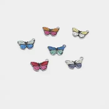 10шт Цвят Пеперуда Чар Метална Висулка, Обеци Ключодържател Колие направи си САМ Прави Бижута и Аксесоари