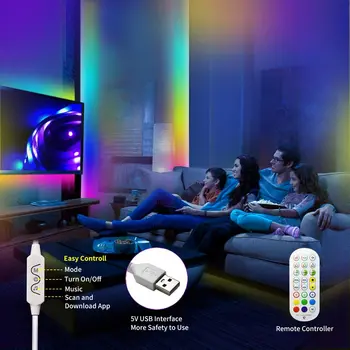 LED Strip LED Светлини USB LED Decoration LED Backlight Lamp LED Лента RGB 5050 Colors With Changing APP Bluetooth Remote Control