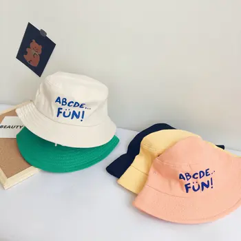 Писмо детска шапка пролет лято козирка рибарска шапка есен мъжки и дамски модни детски слънцезащитен крем плосък цилиндър шапка