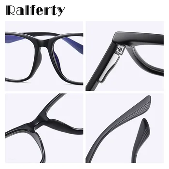Ralferty Ретро Мъжки слънчеви Очила Рамки TR90 Квадратни Очила без Рамки Мъжки 0 Диоптъра, Прозрачни Лещи Против Синя Светлина Очила D2322