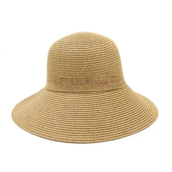 шапки кофа жени елегантен лък лентата група каки черен син слънчеви шапки лятна панама открит плаж защита от слънцето новата дамска шапка