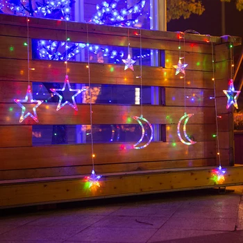 Слънчевата led Коледна Фея Струнни Светлини Открит Нова Година Гирлянда Завеса слънчева Лампа Празнична Украса За Дома Прозореца на Спалнята