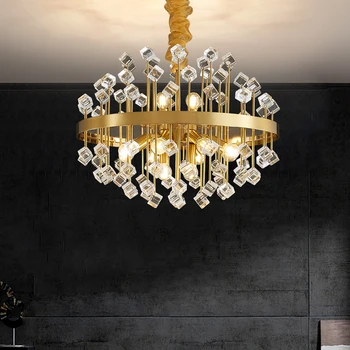 Нова Модерна Полилей Дневна Кръгла Цветна Кристален Лампа За Декорация Трапезария Спални Led Лампа