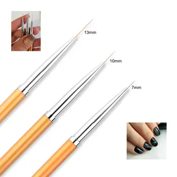 3 бр./компл. Златен маникюр liner четки Живопис Brush Pen 7/10/13 мм Професионална UV-Гел За нокти Съвети 3D Дизайн на Маникюр Набор от Инструменти за рисуване 07