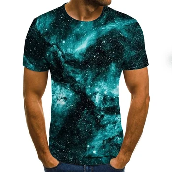 2020 нова мода мъжка тениска красиво звездно небе върховете 3D печатни модни тениски лято през цялата деколте ризи модни градинска облекло