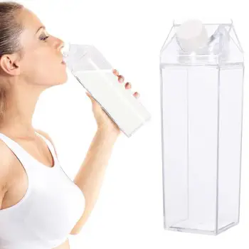Прозрачна Пластмасова Чаша За Вода Множество Квадратна Кутия За Мляко Във Форма на Бутилката Със Сок, За Плодов Чай R4N3