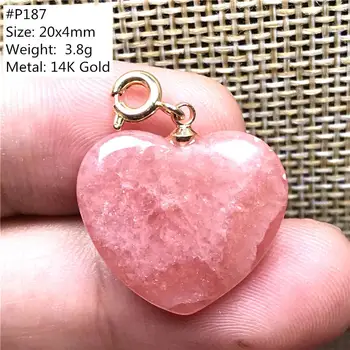 Топ Natural Red Heart Rhodochrosite Pendant Jewelry For Women Man Healing Love Crystal Gift Beads 14К Злато Stone Gemstone AAAAA