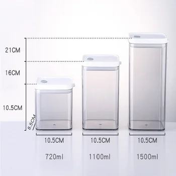 WBBOOMING Plastic Запечатана Tank 3 Different Capacity Кухня Storage Box White Cover Refrigerator Multigrain Tank Containers
