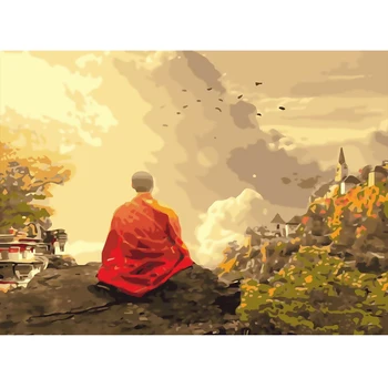 Религиозната Картина на Буда САМ Painting By Numbers Modern Wall Art Платно Акрилна Боя За Домашен интериор 40x50cm Arts