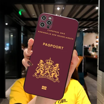 За iPhone Паспорт Of Netherlands Print Soft Matt Apple Case 6 7 8 11 12 Plus Pro X XR MAX 2021 на Кутията
