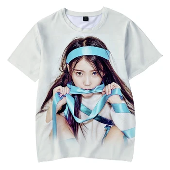 Популярната Kpop Певицата IU тениска Момчета/момичета 3D Принт Тениска Мода Лято Децата С Къс Ръкав Harajuku Унисекс Lee Ji юн нападки tee