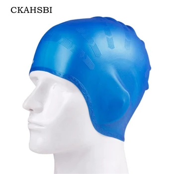CKAHSBI Swimming Swim Cap Wearing Спандекс Big Size Adult Waterproof Silicone Swim Cap Man and Woman
