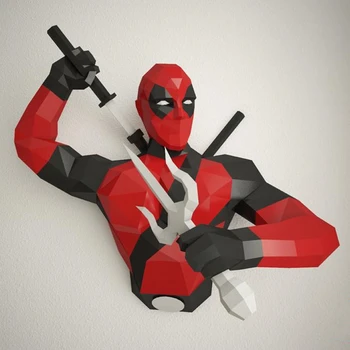2021 Venom Falcon Panther Captain 3D Papercraft Home Wall Decoration Super Hero enveloppe САМ Пъзел Deadpool Toys Low Poly