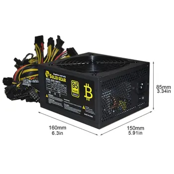 1800W ATX Modular Mining PC Power Supply Подкрепя 6 графични карти 160-240V Power Supply Mining Machine Support