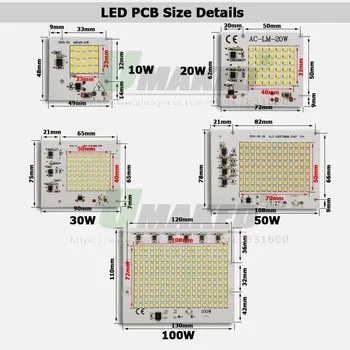 AC220V LED Modules 30W 90x75mm 2700lm Floodlight ПХБ Aluminum plate White/Warm SMD2835 Smart IC Driver For Фокус Lamps направи си САМ