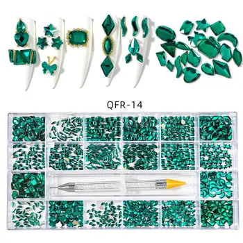20Grids 3D Нокти на Кристал Flatback Crystal Multi-size Glitter Diamond With направи си САМ Diamond Живопис Pen Manicure Decor Занаятите Art