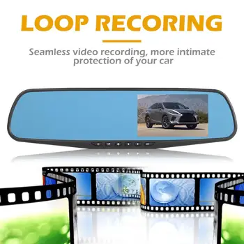VODOOL 4.3 инча Авто DVR Камера Огледало за Обратно виждане IPS Екран с 1080P Dual Лен един dashcam Цифров Видеорекордер Огледалото Камера Тире