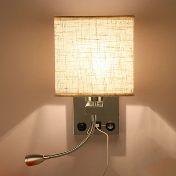 Модерен Закрит LED монтиран на стената Лампа Нощна Спалня Апликация на халба бира с Превключвател USB Вътрешността на Таблата за Домашно Хотел Стенни Лампи(Без Бу