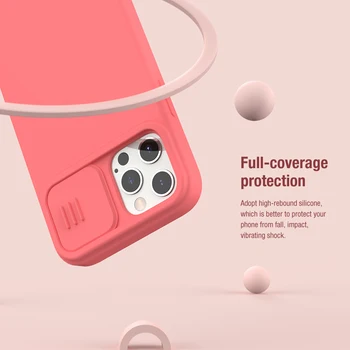 NILLKIN Магнитен Калъф за iPhone 12 Pro Max Течен Силиконов Мек Калъф Slide Camera Privacy Protect Делото за iPhone 12 Pro