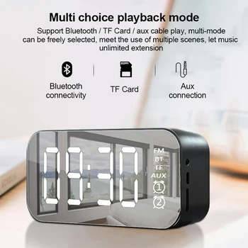 Bluetooth-съвместим Безжичен Високоговорител HiFi най-Добрата Подкрепа на Бас FM TF Карта Дора Водоустойчив Огледало alarm clock Говорител