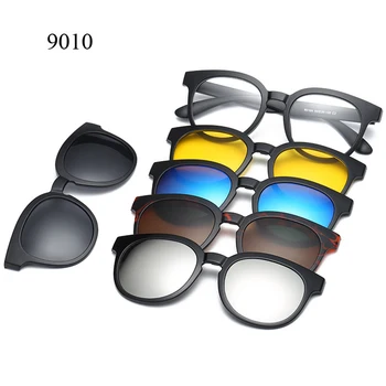 Мода 5 Лен Магнит Слънчеви очила Клип Огледален Клип на Слънчеви очила Мъжки Поляризирани Очила Клип Потребителски Рецепта Късогледство