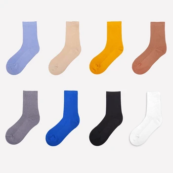 Дамски Чорапи Дамски Ежедневни Harajuku Плътен Цвят Есен Дишаща Влагоотводящий Дезодорант Еластични Спортни Работни Чорапи Един Размер
