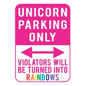 Само еднорог паркинг,нарушителите ще се превърнат в цветовете на дъгата! ретро метални знаци реколта купа плоча живопис стенни декорации