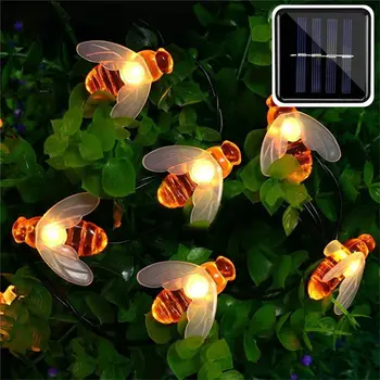 Водоустойчив Открит Сладък Мед Пчелите LED Фея Струнни Светлини Слънчева светлина пчелите Коледна Гирлянда Светлини за Градината Оградата на Двора