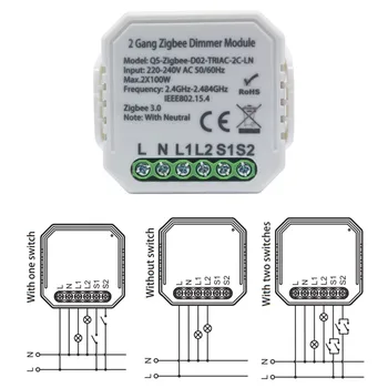 Woolink Zigbee Smart Dimmer Switch Модул С Нейтралью 2 Way Sasha Безжично Дистанционно Управление Подкрепа Zigbee2MQTT Алекса Google Home