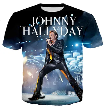 Johnny Hallyday Printed 3D Тениска Мъже/жени Лятна Мода Всекидневен Стил Унисекс Тениски Готин Хип-Хоп Градинска Дрехи Тениски и Облекло