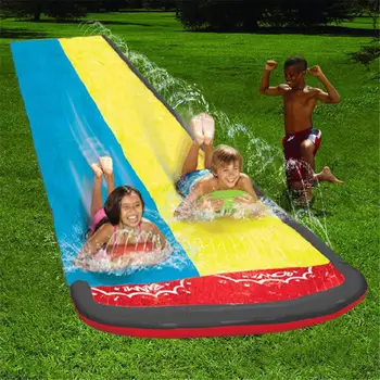 480x145 см Децата Двойно Сърфиране Водна пързалка, Открит Градина Състезание на Тревата Водна Пързалка Спрей Летни Водни Игри Играчка сани aquatiqu