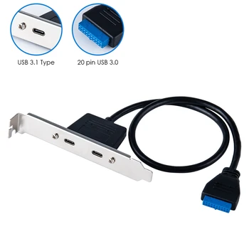 USB C 3.1 Скоба за Разширяване на Гърба на 20-номера за контакт коллекторному кабел 2-Портов Сверхскоростная Карта за Разширяване на Type-C за PC