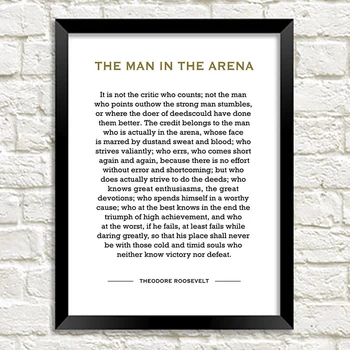 Човек в Арена Теодор Рузвелт Вдъхновяваща Цитат Художествена Печат на Плакати И Картини На Стената Декоративен Домашен Декор