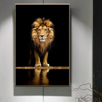 Африкански диви животни лъв платно картини и плакати, на черното злато животни стенни артистични щампи, декорация на всекидневна и спалня