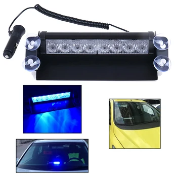 8 LED 8W 12V Blue Спешно Police Car Truck Таблото Warning Flash Strobe Light