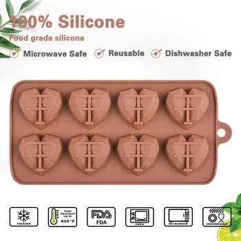 SILIKOLOVE 8 Cavitis Mini Chocolate Heart Molds Силикон С Формата на Самозалепващи Бонбони желирани Форми за Торта Хлебни Инструменти