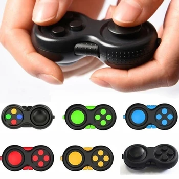 1Pc Fidget Pad Controller Cube, Game Focus Toy with Keyring Set Smooth ABS Plastic Stress Relief Toys for Add