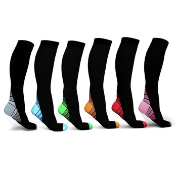 Мъже, Жени Компресия Чорапи Найлон Цветни Петата Дълги Коляното Високи Спортни Fit Чорапи за Спорт Felief на Разширени Вени