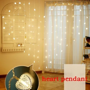 LED Love Heart String Light 2*1,5 М Бътерфлай Завеса Светлина Сватба Градина Декор Светлина Ред C