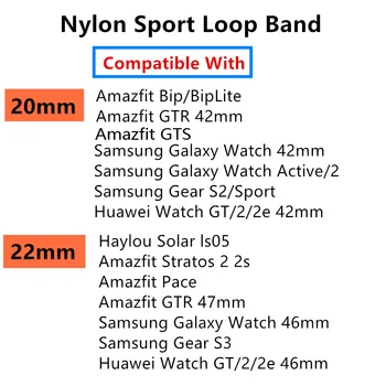 22 мм и 20 мм, Оплетена Найлонов Ремък за Samsung Galaxy Watch 3/42 мм/46 мм/active 2/Gear S3 Гривна Huawei GT/2/2e/Pro Каишка за часовник