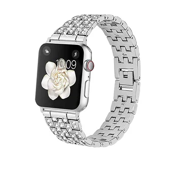 За Apple Watch Band 40mm 44 38mm 42 милиметра Women Кристал Band for Apple Watch Серия 1 2 3 4 5 iWatch Каишка от неръждаема стомана