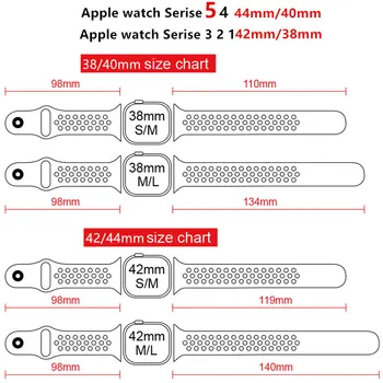 дишаща лента за Apple watch band 40 мм 44 мм гривна серия 6 SE 5 4 3 38 мм 42 мм силикон каишка гривна за iWatch correa