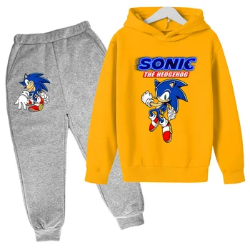 2021 Деца Sonic Hoody Панталони Костюм Детски Блузи, Блузи Момчета Момичета Красива Спортен Пуловер Hoody С Качулка Подарък За Рожден Ден