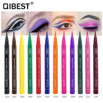 QI 12color Eyeliner Pen Waterproof Matte Eye Cosmetics Long Lasting Not Blooming Cat Eye Charming Eye liner четки Молив TSLM1
