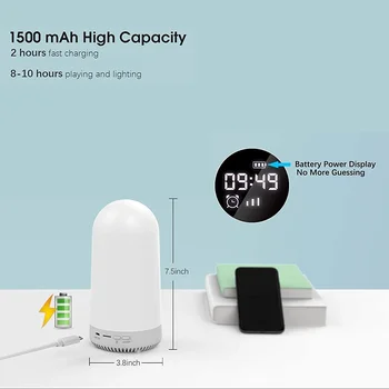 Безжична Слушалка Bluetooth Музикален Лека Нощ Portable Digital Alarm Clock Акумулаторна Сензорен Димиране Малка Странична Лампа