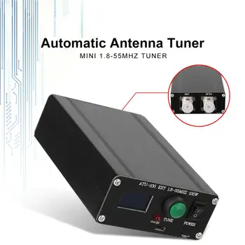 ATU-100 EXT 1.8-55MHz 100 W Автоматична Антена тунер Auto-тунер 100 W АВТОМАТИЧНО ТУНЕР Mini 0.91 OLED + Метален корпус +1350MA Батерия