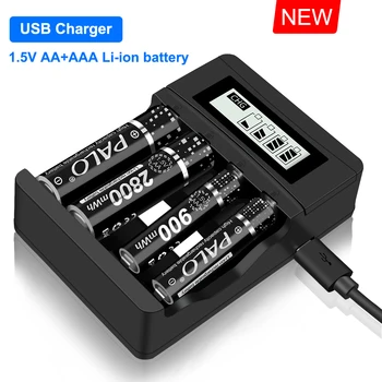 AA 1.5 V Литиево-йонна Акумулаторна Батерия+1.5 V AAA Литиево-йонни Акумулаторни Батерии с LCD дисплей Smart 1.5 V Литиево-Йонна Акумулаторна батерия Зарядно устройство