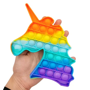 Rainbow Unicorn Pop Push Bubble Fidget Toy Antistress Преса Sensory Relief Squishy Anti-Stress Toys Gift For Children Adults