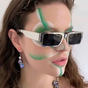 Малки Правоъгълни Метални Слънчеви очила 2021 Мода INS Тенденция Steampunk Квадратни Слънчеви Очила Нюанси Женски Винтажное Огледало UV400