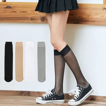 Дамски Тънки Летни Найлонови Секси Чорапи Японски Чорапи COS Под Коляното Бели Дълги Чорапи JK